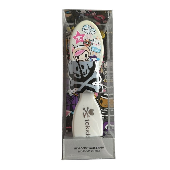 Tokidoki In Vaggio Mini Hair Brush White Donutella Compact Travel Kawaii NWT - Picture 1 of 10